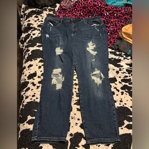 Judy Blue Dark Blue Distressed Boyfriend Jeans